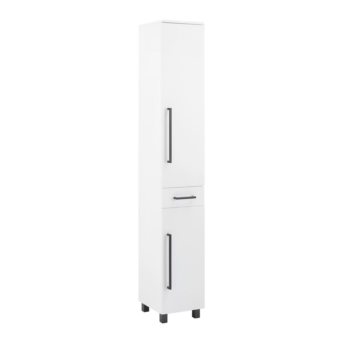Vysoká skrinka MARIANNE biela - čierna/biela, Modern, kov/kompozitné drevo (30/185/35cm) - Bessagi Home