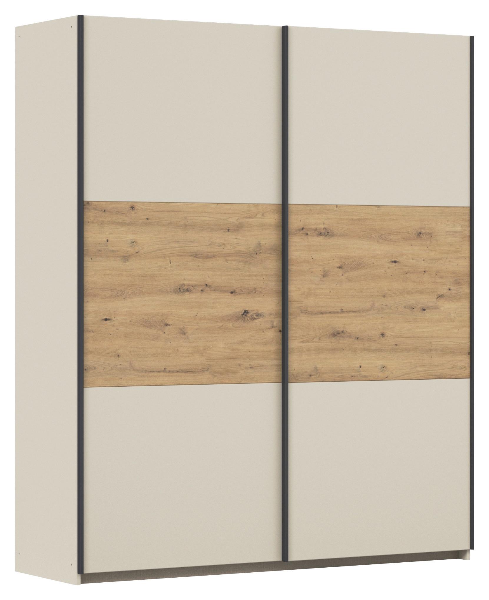 Schwebetürenschrank Neo Champagner Eiche Artisan Dekor - Champagner/Eiche Artisan, MODERN, Holzwerkstoff (175/210/59cm) - Rauch Möbel