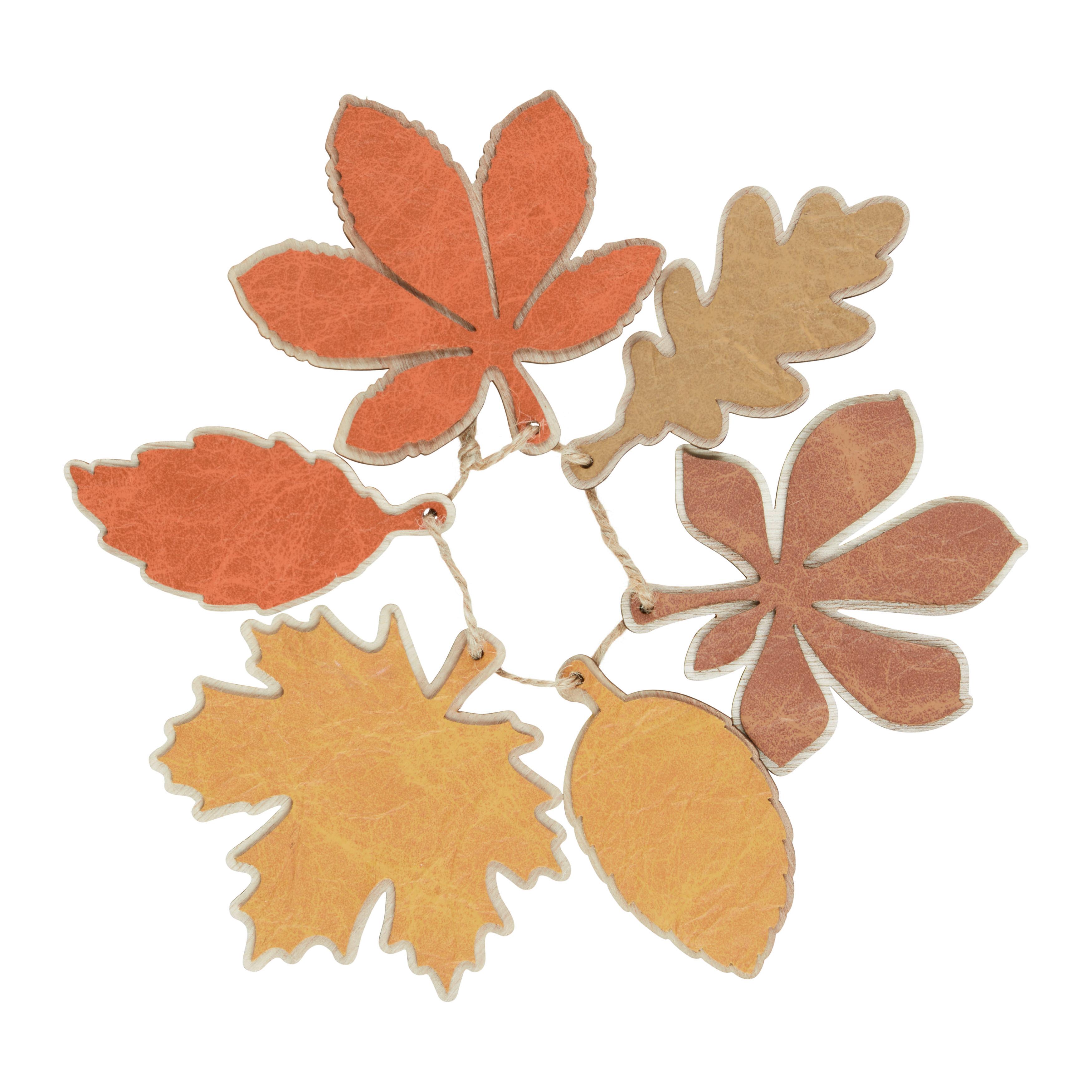 DEKORAČNÍ LIST LEAF -PAZ- - oranžová/žlutá, dřevo/textil - Modern Living