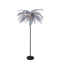 Stehleuchte Fedi - Schwarz/Grau, MODERN, Textil/Metall (55/160cm)