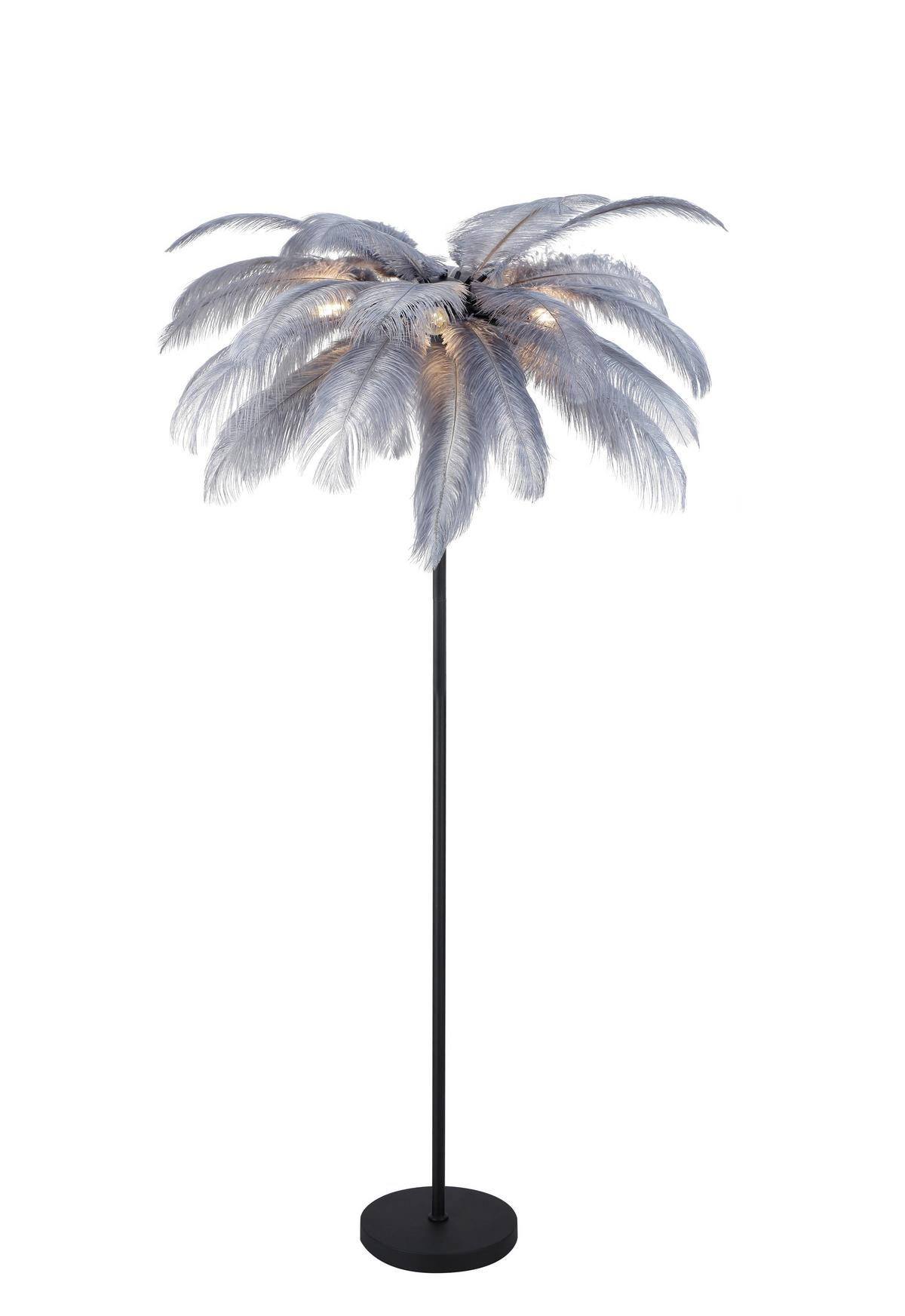 Stehleuchte Fedi - Schwarz/Grau, MODERN, Textil/Metall (55/160cm)