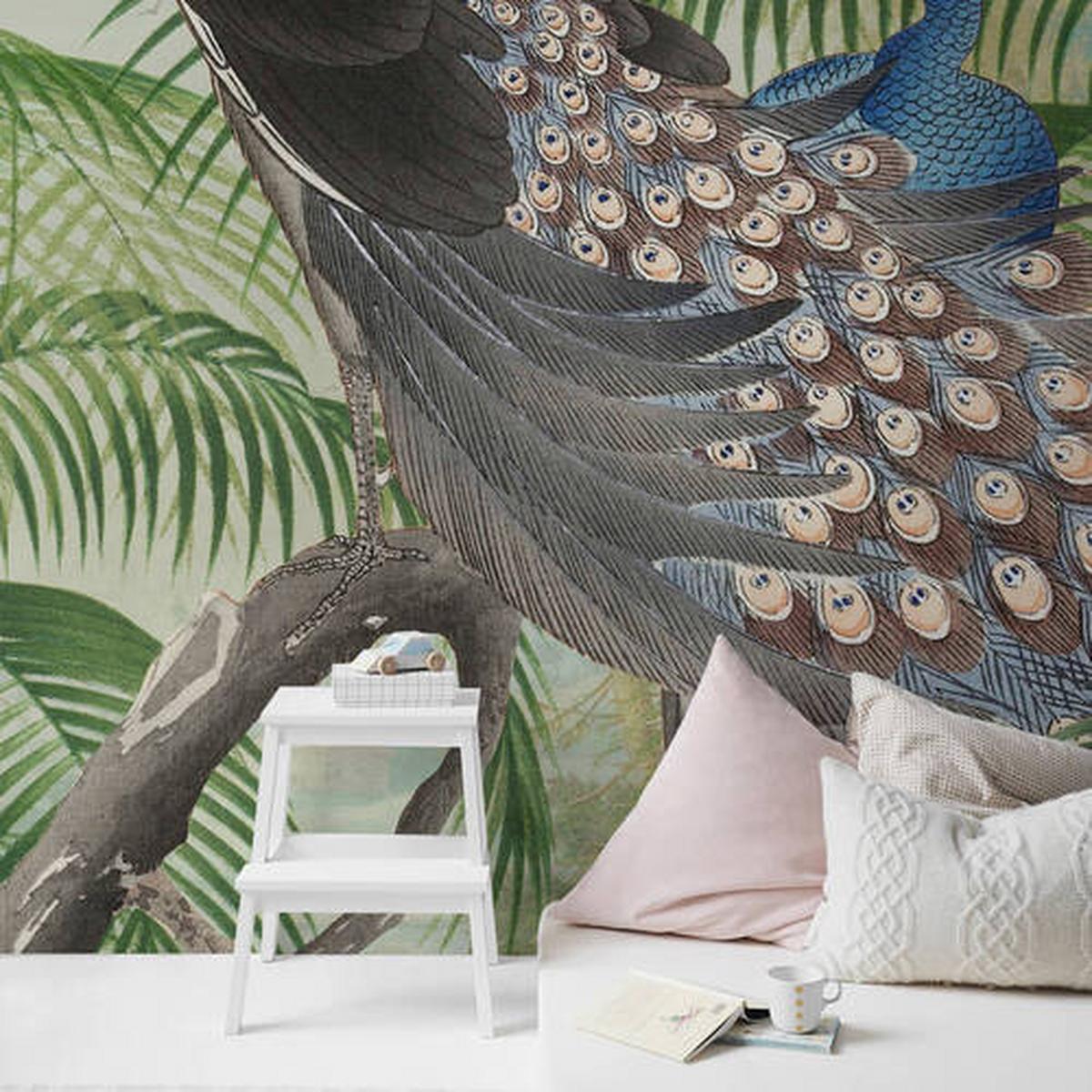 Fototapete Pfau - Multicolor, Basics, Papier/Kunststoff (200/280cm)