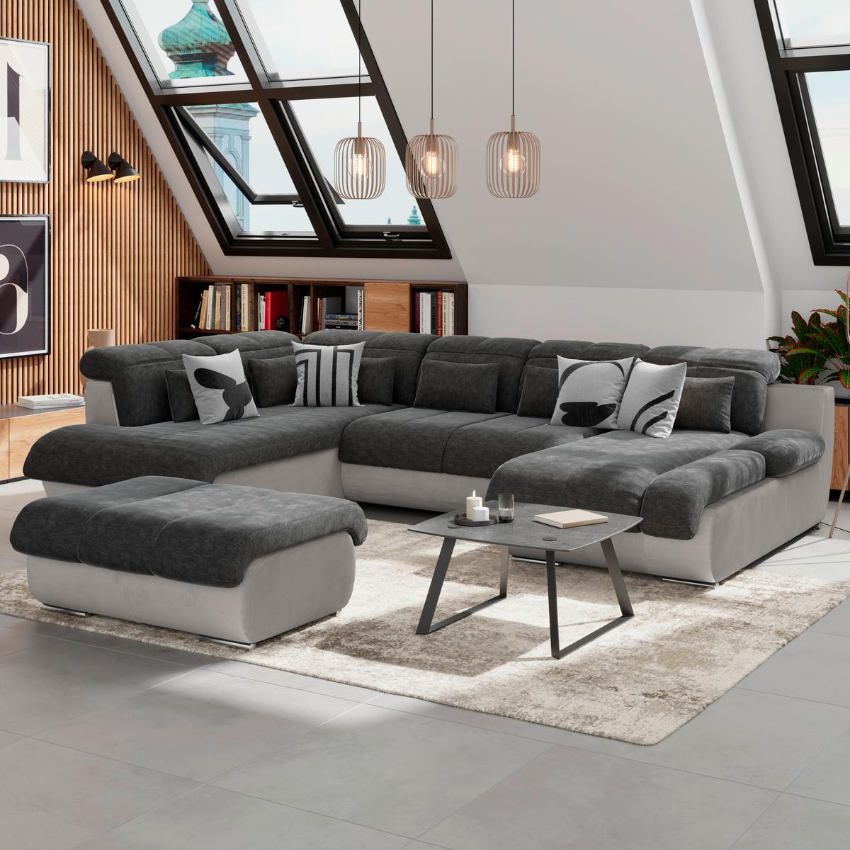 Wohnlandschaft Mit Schlaffunktion Multi, Webstoff - Chromfarben/Anthrazit, MODERN, Textil (228/345/184cm)