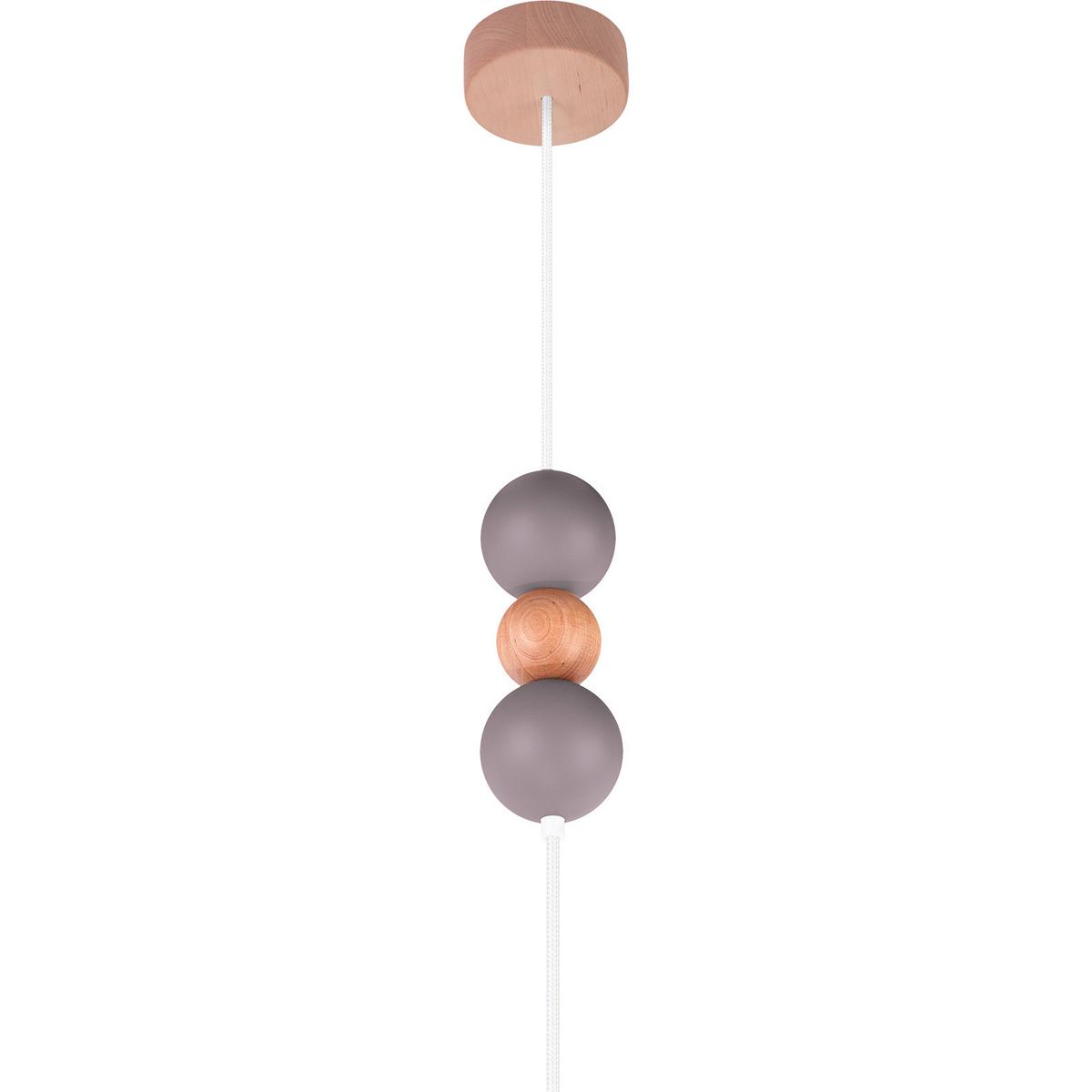 Hängeleuchte 8553112 Pendel Bolla 30 - Grau - Naturfarben/Grau, Basics, Holz (30/110cm)