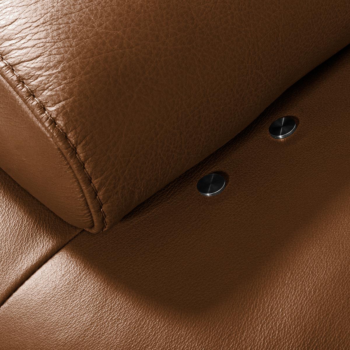 Ecksofa Como Echtleder Cognac 306x237 - Cognac/Schwarz, Design, Leder (306/237cm) - Livetastic