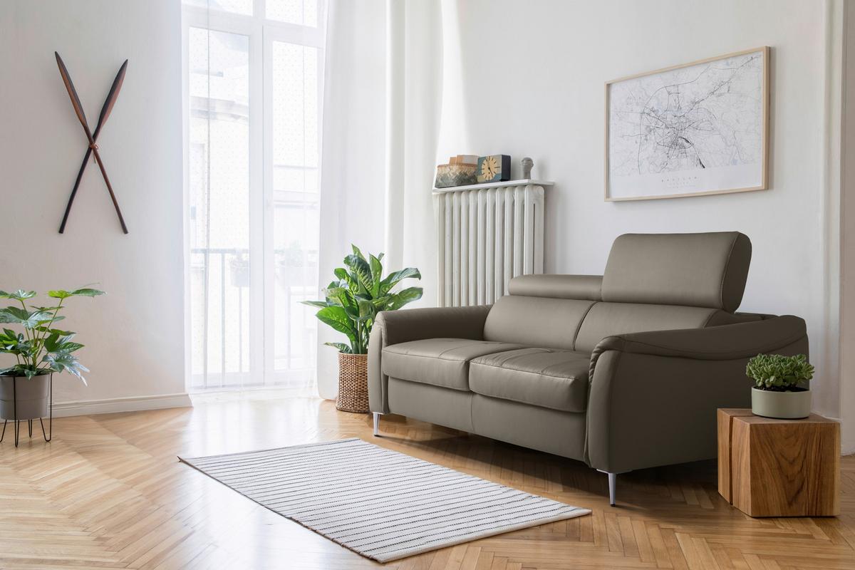 Schlafsofa Pafos Schlammfarben Lederlook, Rindsleder B: 203cm - Schlammfarben, Design, Leder/Textil (203/77-98/103cm) - MID.YOU