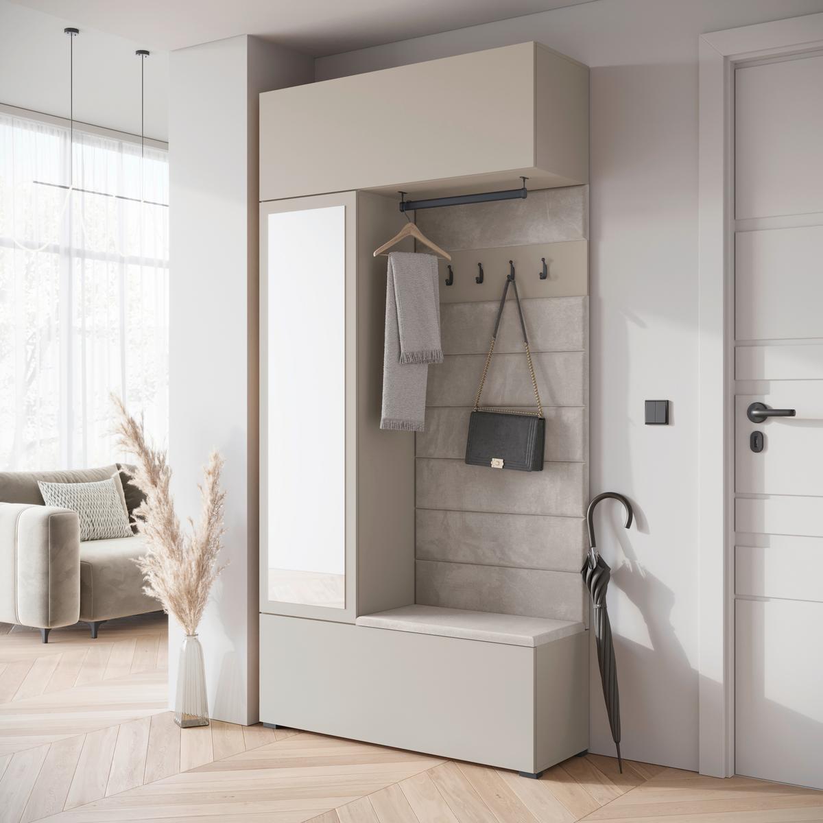 ŠATNA GARDEROBE TEJO - kašmírová/béžová, Design, kompozitní dřevo (115/231,9/37,5cm) - Livetastic