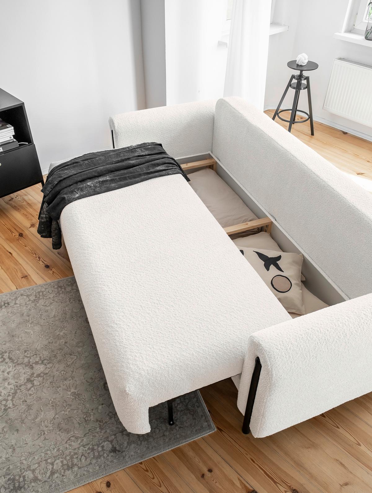 Schlafsofa Arcadova Weiß/schwarz B: 244cm - Schwarz/Weiß, Design, Textil (244/97/97cm) - MID.YOU
