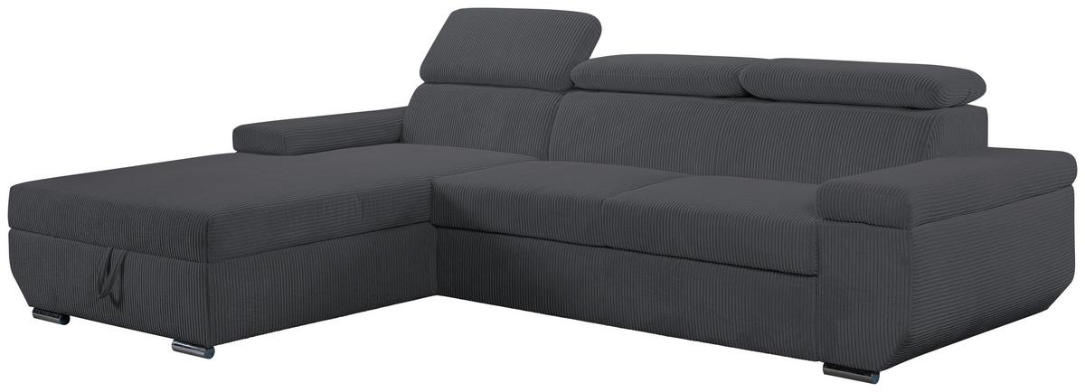 Sofa Lars Dunkelgrau, Lf: 146x240 cm - Chromfarben/Anthrazit, Design, Textil (189/268cm) - Livetastic