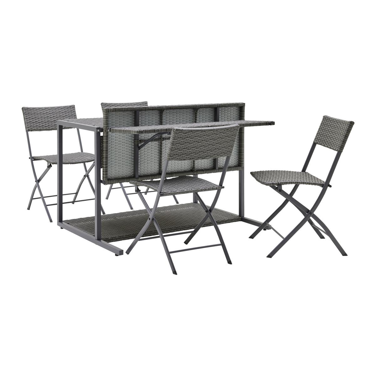 Balkónová zostava MARIO tm.sivá/sv.sivá - sivá/svetlosivá, Modern, kov/textil (120/75/105cm) - Bessagi Garden