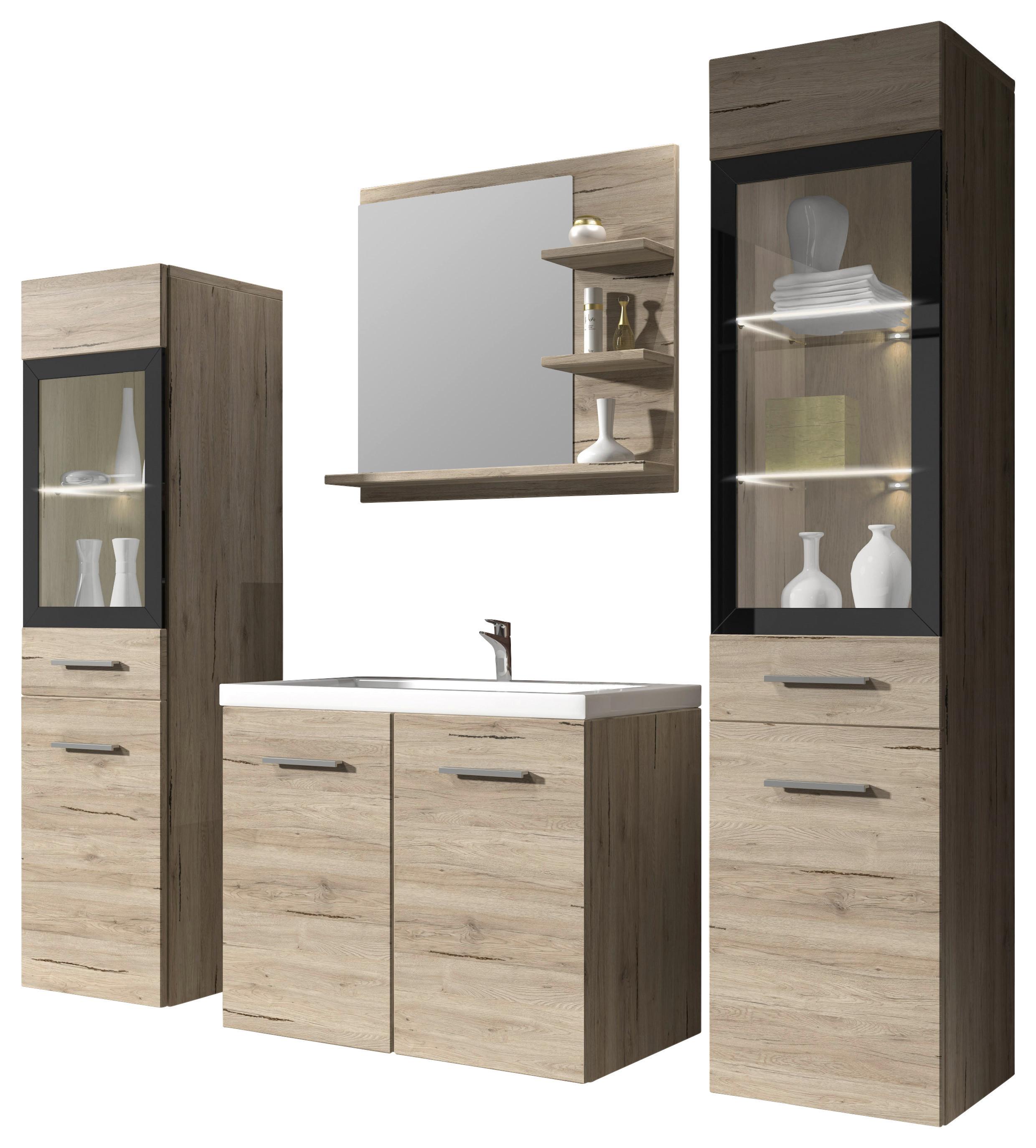 Koupelna dekor dub San Remo - bílá/dub San Remo, Lifestyle, kompozitní dřevo/plast (120cm) - P & B