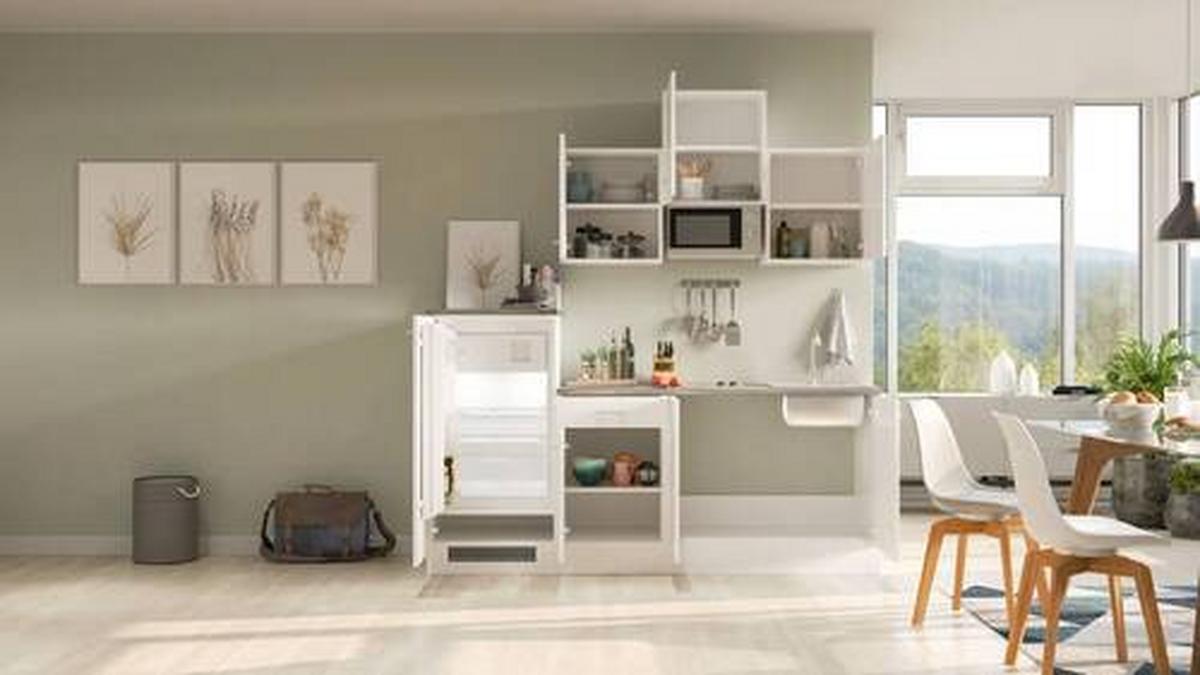 Küchenblock Lucca Weiß/graubraun B: 210 Cm - Graubraun/Weiß, MODERN, Holzwerkstoff (210cm) - FlexWell