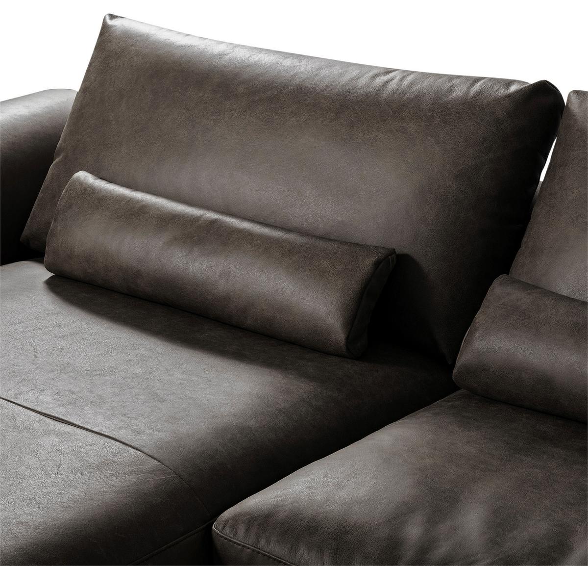 Ecksofa Berlin Fango S: 172 cm - Fango/Schwarz, Design, Leder (172/313cm) - Livetastic