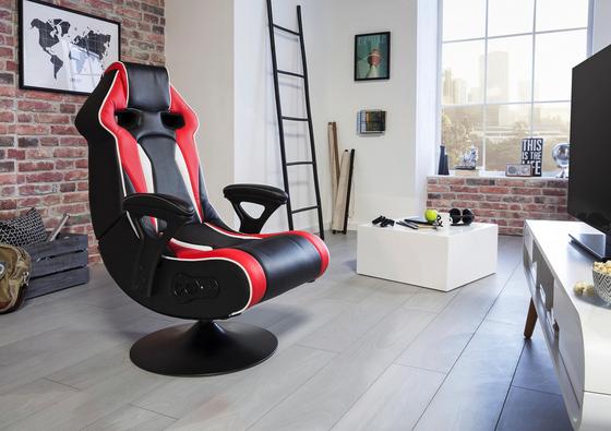 Gamingstuhl in Schwarz, Rot und Weiß