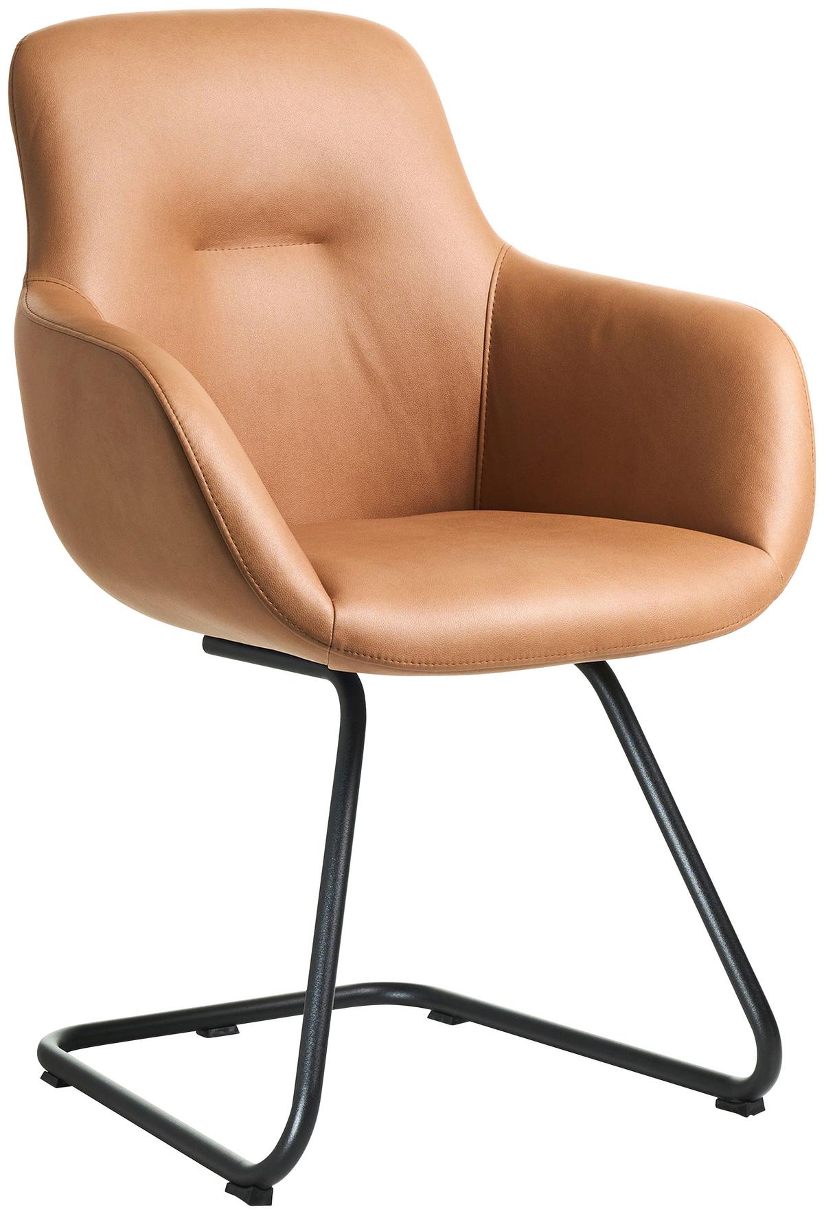 STOLIČKA S PODRÚČKAMI SWING-CHA - čierna/koňaková, Basics, kov/textil (62/89/61cm) - Celina Home