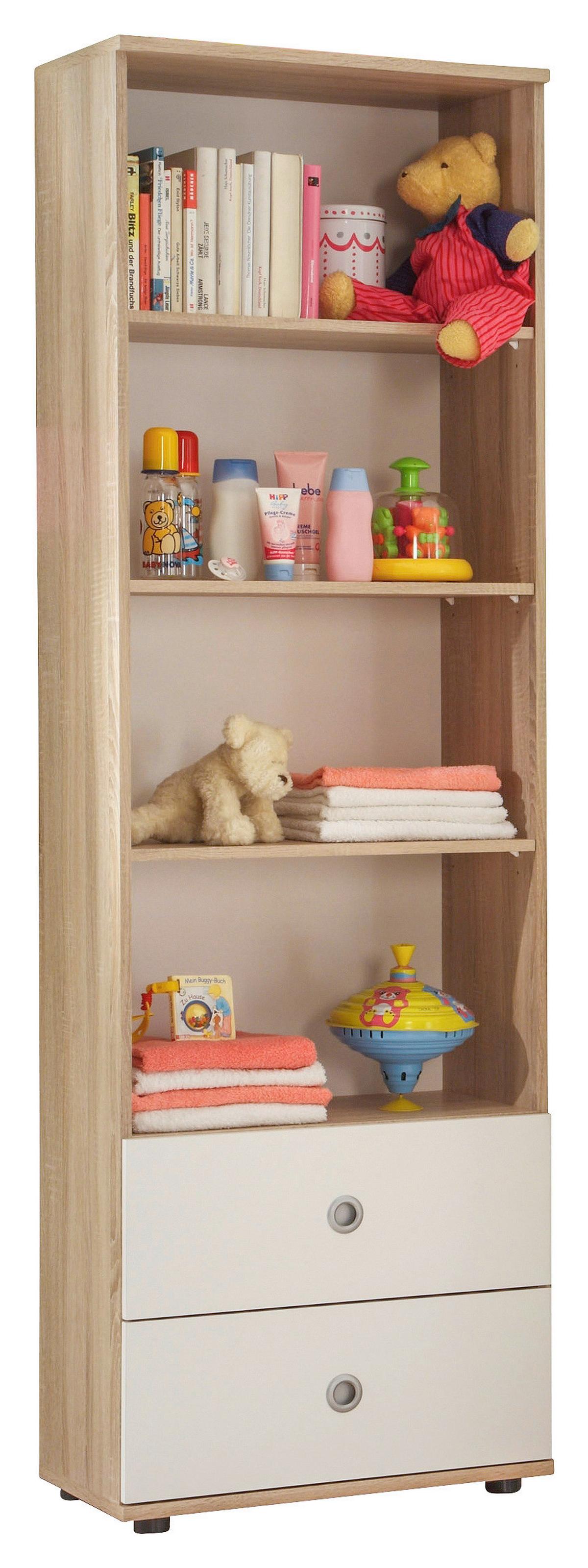 Babyregal Wiki 60 cm Eiche Dekor/Weiß - Weiß/Sonoma Eiche, KONVENTIONELL, Holzwerkstoff (60/191/33cm)