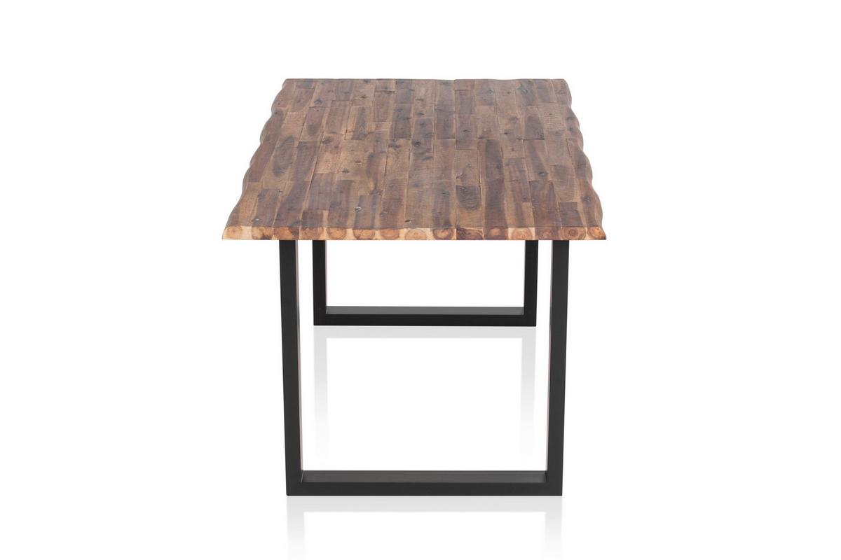 Esstisch Akazie Massiv/schwarz 140x80 - Schwarz/Naturfarben, MODERN, Holz/Metall (140/80/75cm) - Livetastic