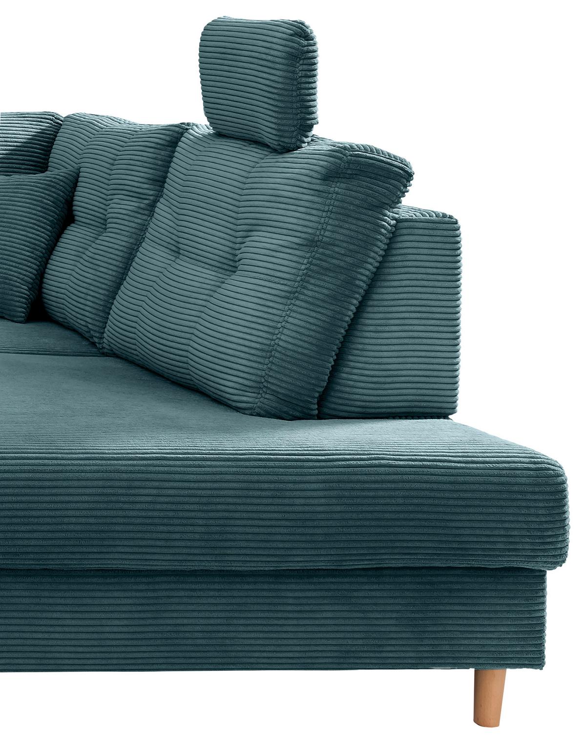 Wohnlandschaft Brizzini Mit Schlaffunktion, Petrol - Petrol/Naturfarben, MODERN, Textil (176/338-352/206cm) - Livetastic