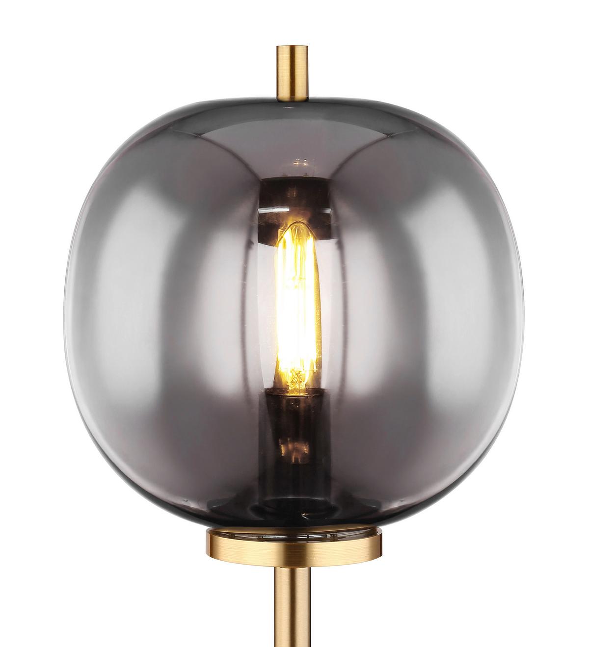 Tischlampe Blacky Grau/messing Rauchglas Mit Schalter - Messingfarben, Design, Glas/Metall (18,5/45cm) - Globo