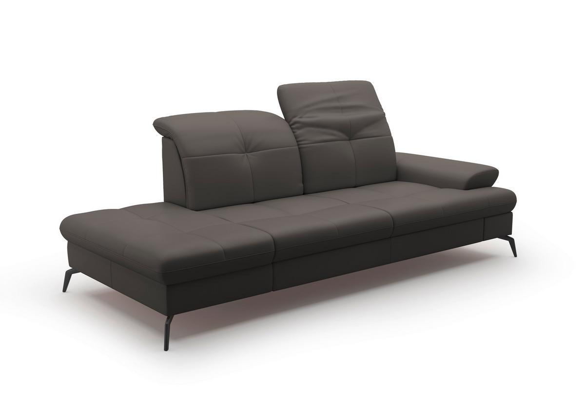 Récamiere Amica E, Anthrazit B: 231 Cm - Anthrazit/Schwarz, KONVENTIONELL, Leder/Textil (231/90/122cm) - Sit & More