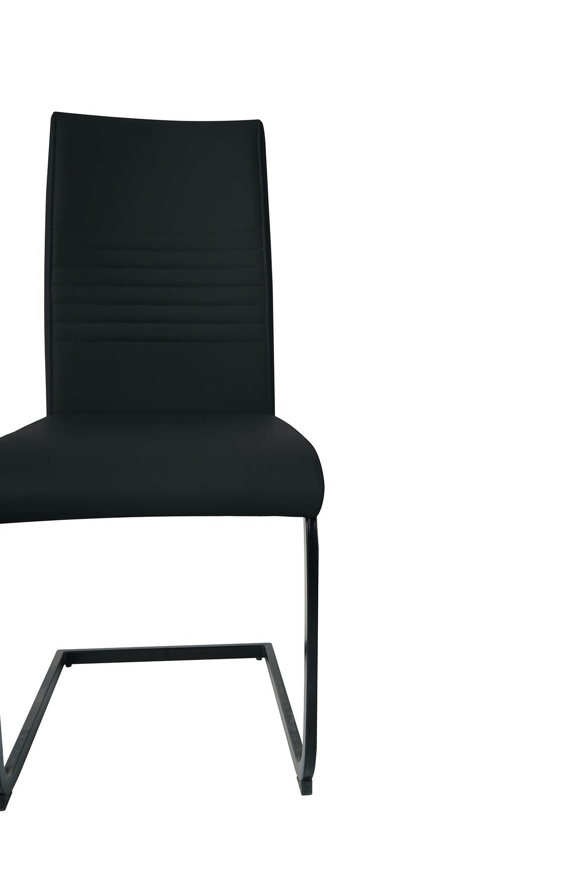 Stuhl-set Lederlook Schwarz, B: 42cm - Schwarz, Design, Kunststoff/Textil (42/97/59cm) - Livetastic