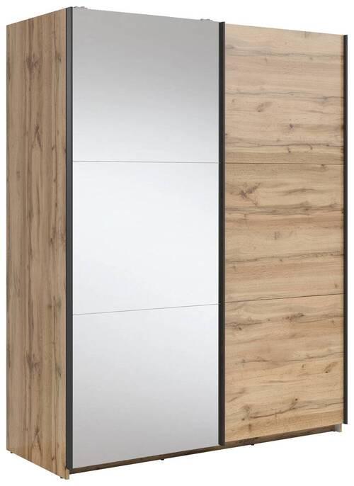 Schwebetürenschrank Tetrix - Klar/Eiche Wotan, MODERN, Glas/Holzwerkstoff (153,5/195,5/60cm) - MID.YOU