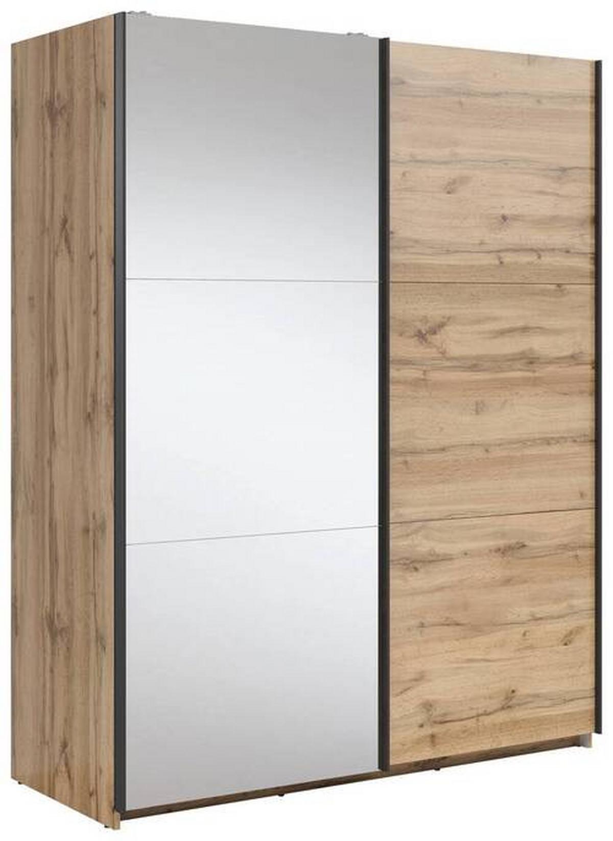 Schwebetürenschrank Tetrix - Klar/Eiche Wotan, MODERN, Glas/Holzwerkstoff (153,5/195,5/60cm) - MID.YOU