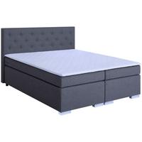 Boxspringbett Mit Topper 180x200 Korfu - Chromfarben/Dunkelgrau, MODERN, Holzwerkstoff/Textil (180/200cm) - MID.YOU