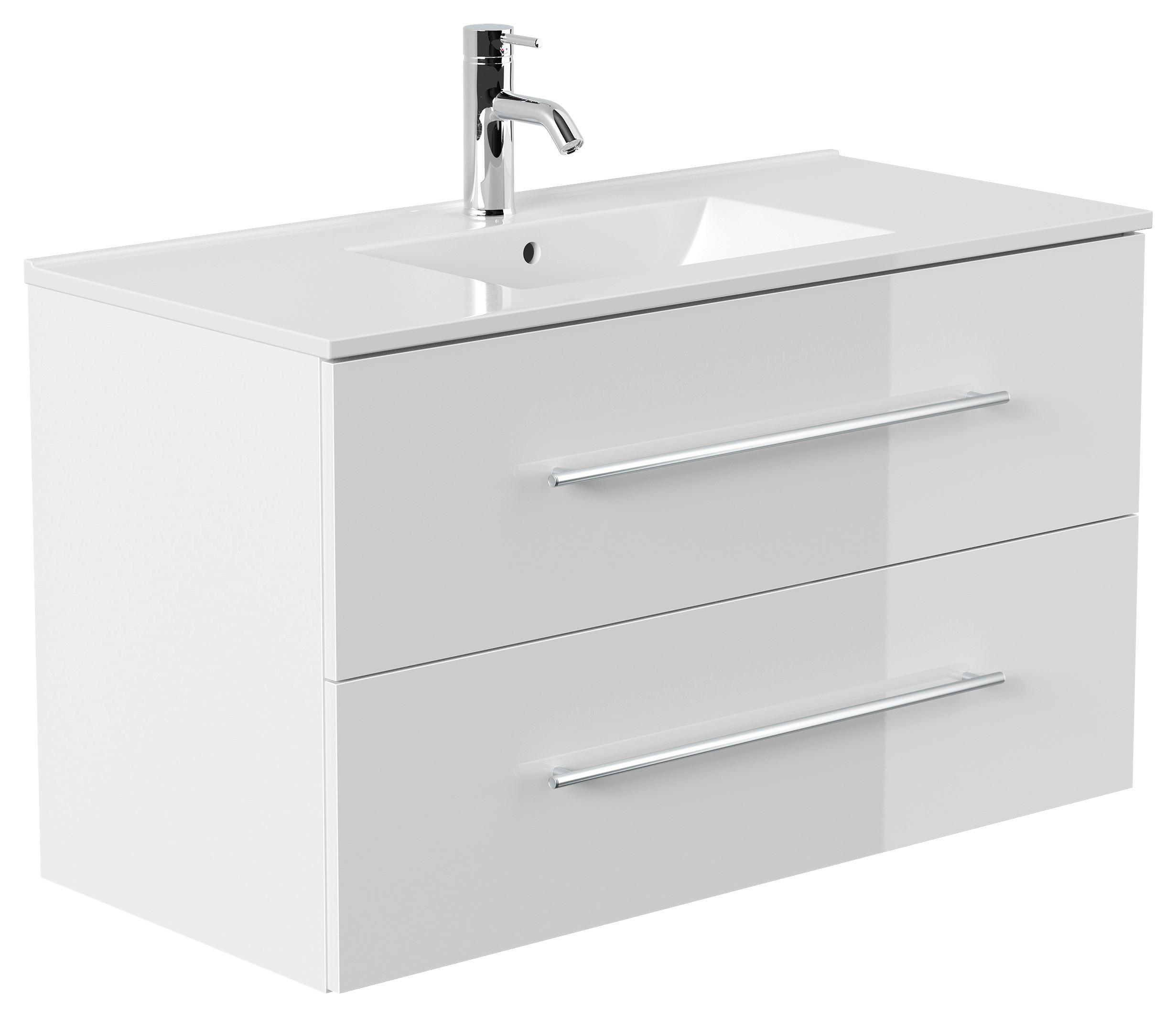 WASCHTISCHKOMBI Homeline, Weiß HG B: 101cm - Weiß Hochglanz/Weiß, Basics, Keramik/Holzwerkstoff (101cm) - MID.YOU