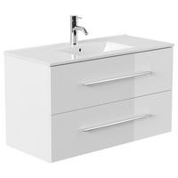 WASCHTISCHKOMBI Homeline, Weiß HG B: 101cm - Weiß Hochglanz/Weiß, Basics, Keramik/Holzwerkstoff (101cm) - MID.YOU