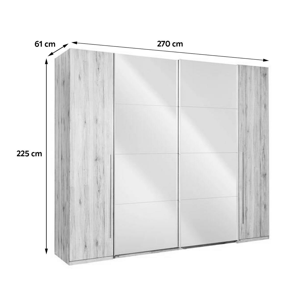 Schwebetürenschrank M. Spiegel B: 270 Cm Match Eiche Dekor - Eiche San Remo, KONVENTIONELL, Glas/Holzwerkstoff (270/225/61cm) - MID.YOU