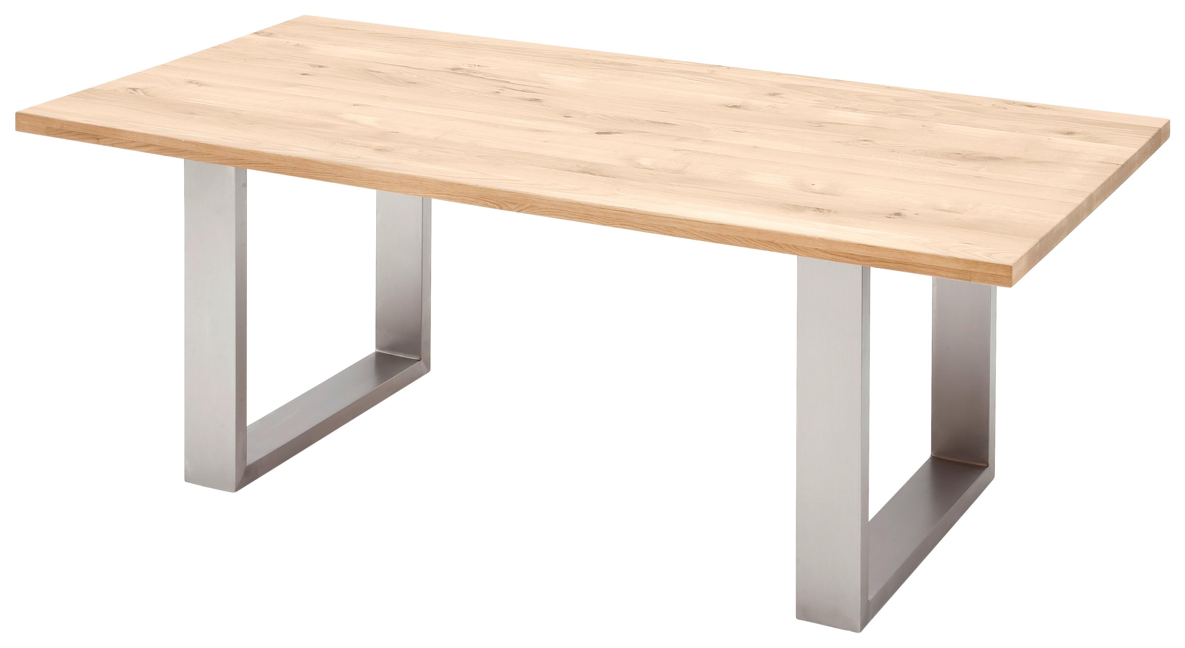 Esstisch Eiche Greta 200x100cm Eichefarben/Edelstahlfarben - Edelstahlfarben, Design, Holz/Metall (200/100/77cm) - Livetastic