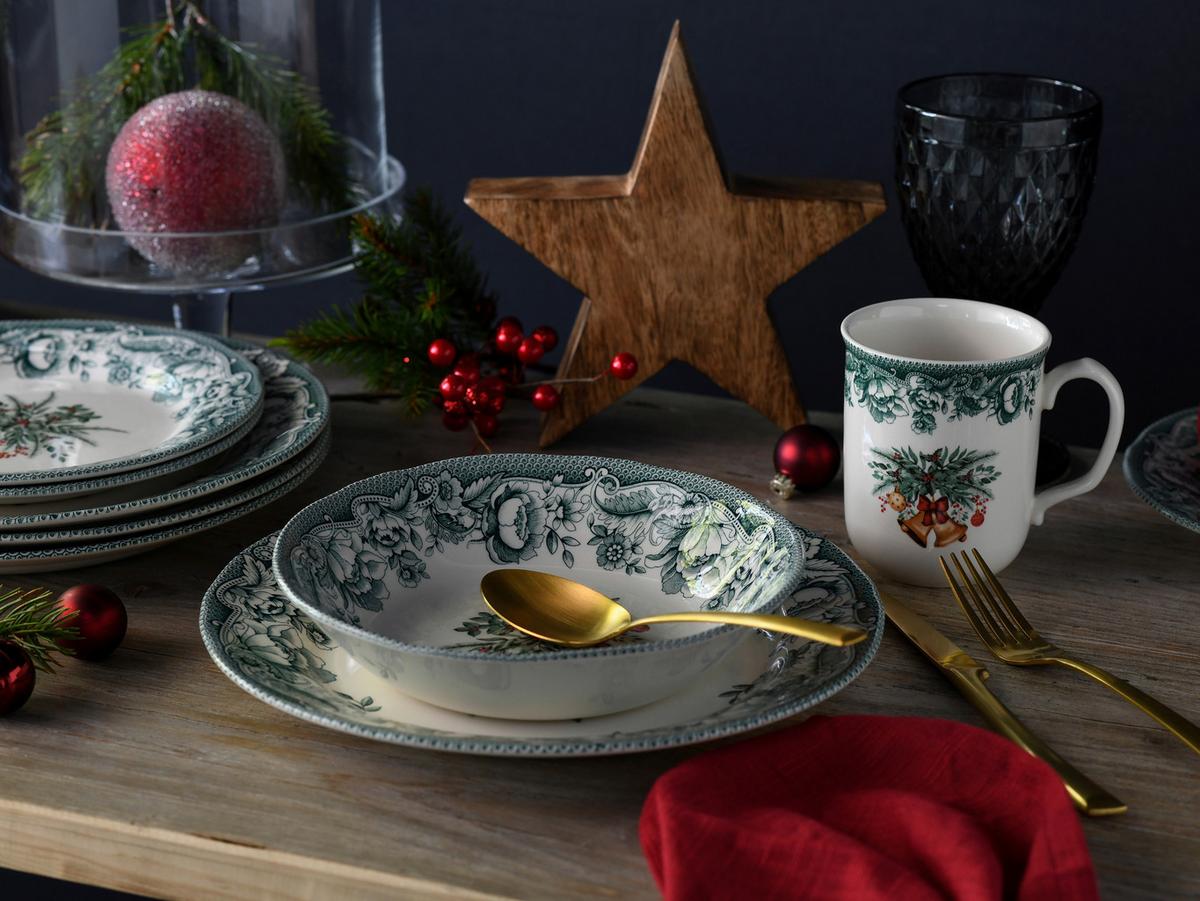 Kombiservice Weihnachten 16--Teilig., Grün - Grün, Basics, Keramik - Creatable