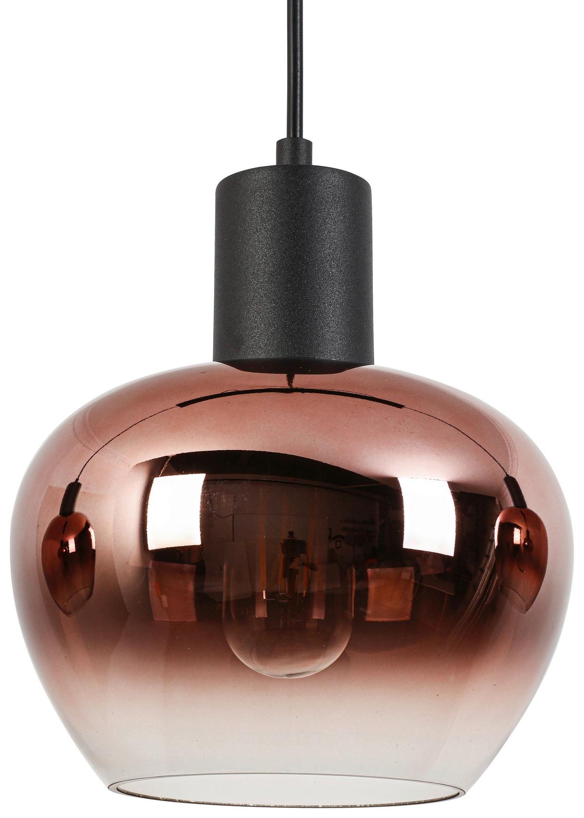 Hängeleuchte Sani - Schwarz/Kupferfarben, MODERN, Glas/Kunststoff (86/18/120cm) - James Wood