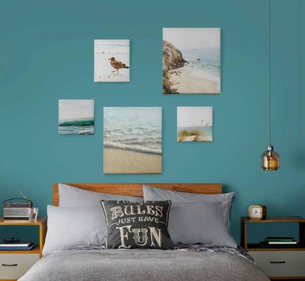 Leinwandbild Blick Aufs Meer - Multicolor, Basics, Wellpappe/Textil (80/60/2.5cm)