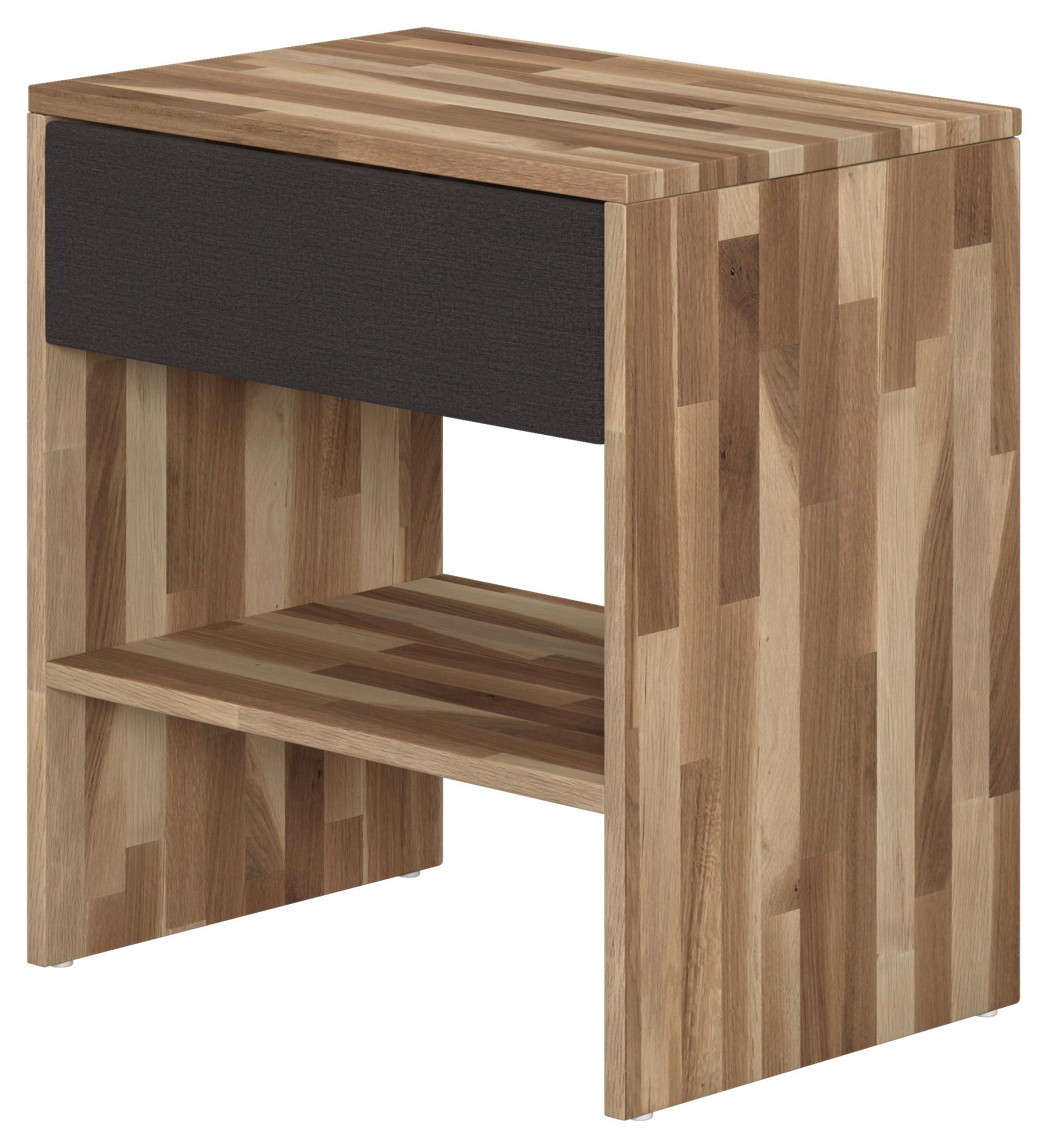 Éjjeliszekrény Nature 60/65,5cm - fekete, Natur, textil/fa (60/65,5/42cm)