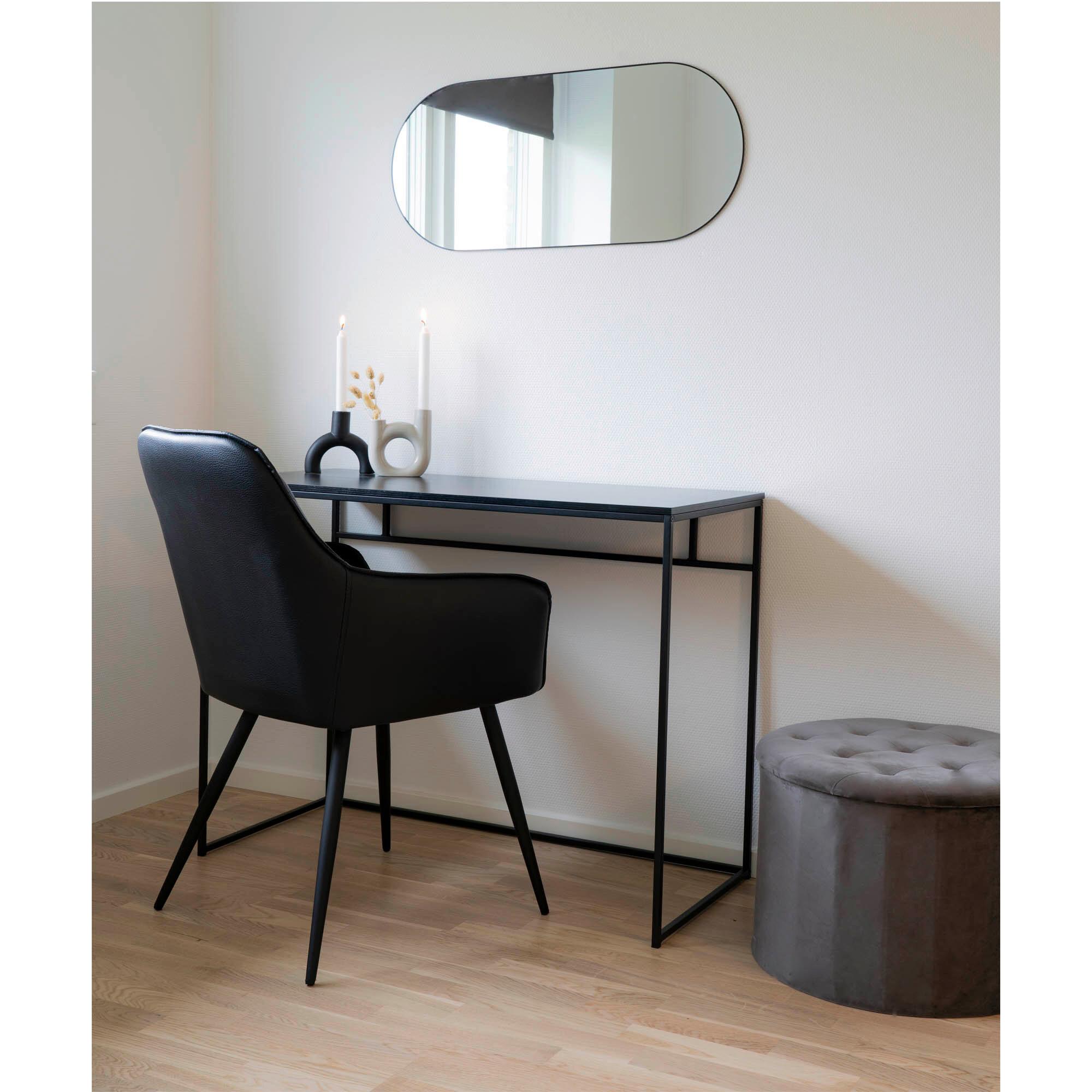 Wandspiegel Jersey Schwarz B: 80 cm - Schwarz, Design, Glas/Metall (80/0.5/35cm)