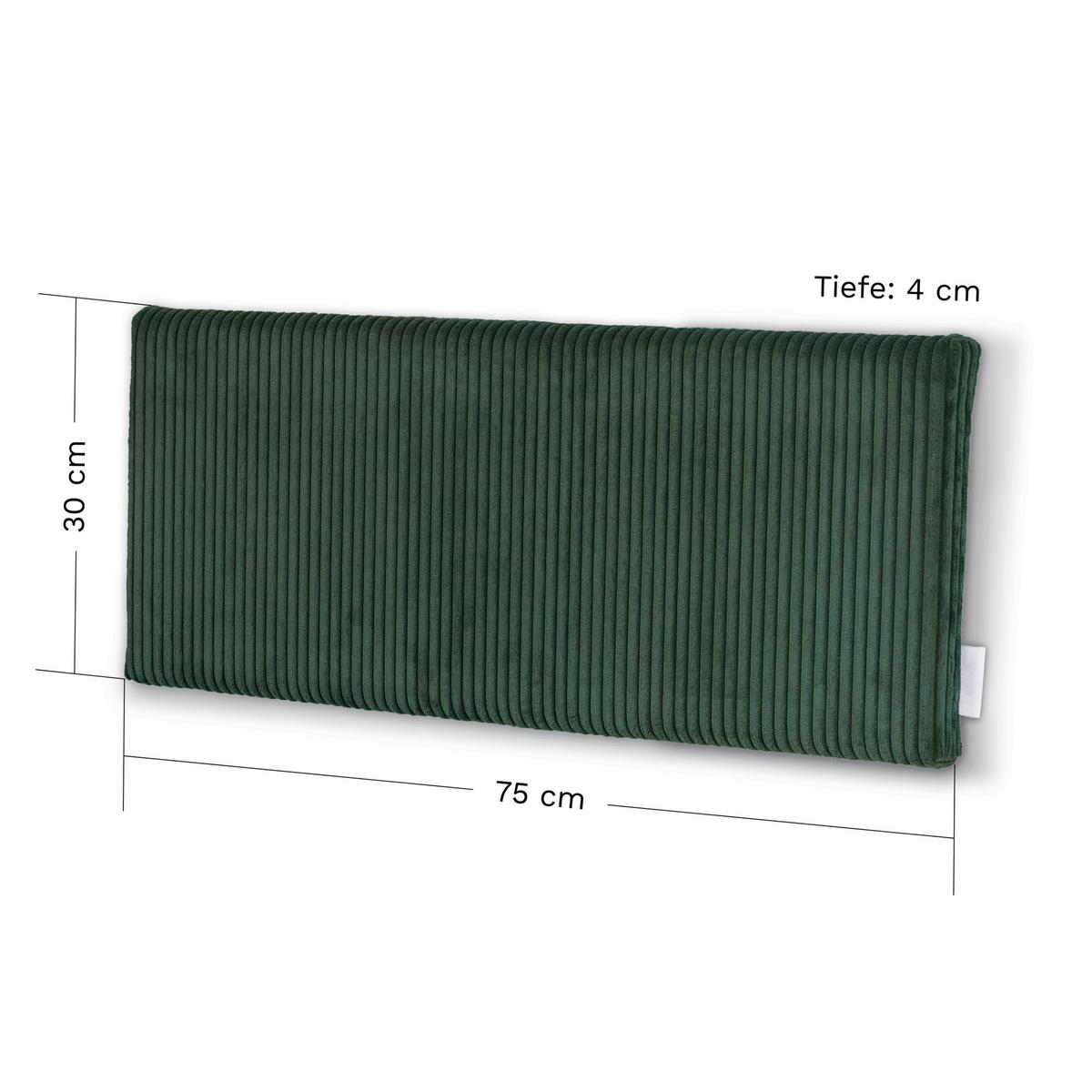 POLSTERPANEEL WANDKISSEN GRÜN - Grün, Basics, Kunststoff/Textil (75/30/5cm)