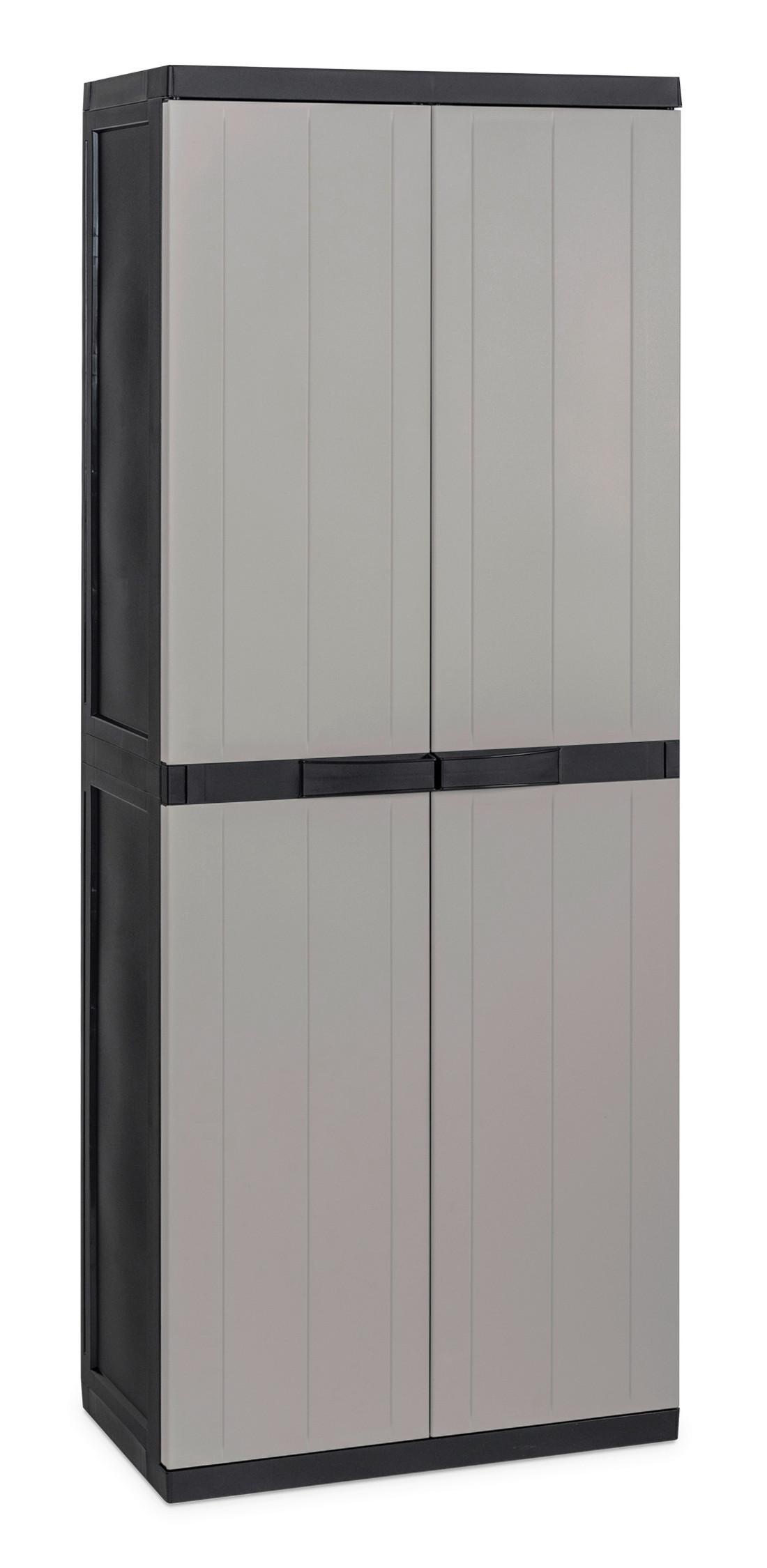 Geräteschrank Groß Hellgrau/schwarz - Hellgrau/Schwarz, Basics, Kunststoff (65/165/37cm)