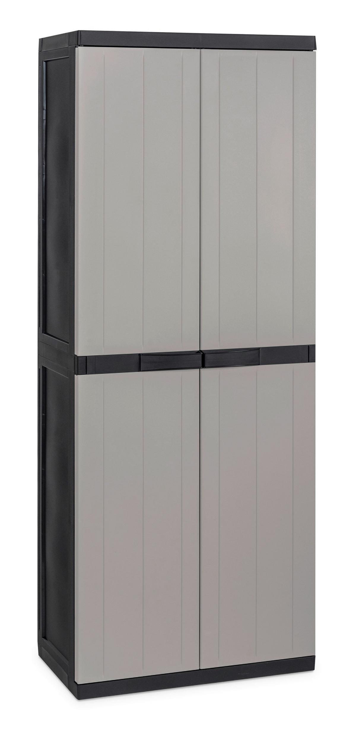 Geräteschrank Groß Hellgrau/schwarz - Hellgrau/Schwarz, Basics, Kunststoff (65/165/37cm)