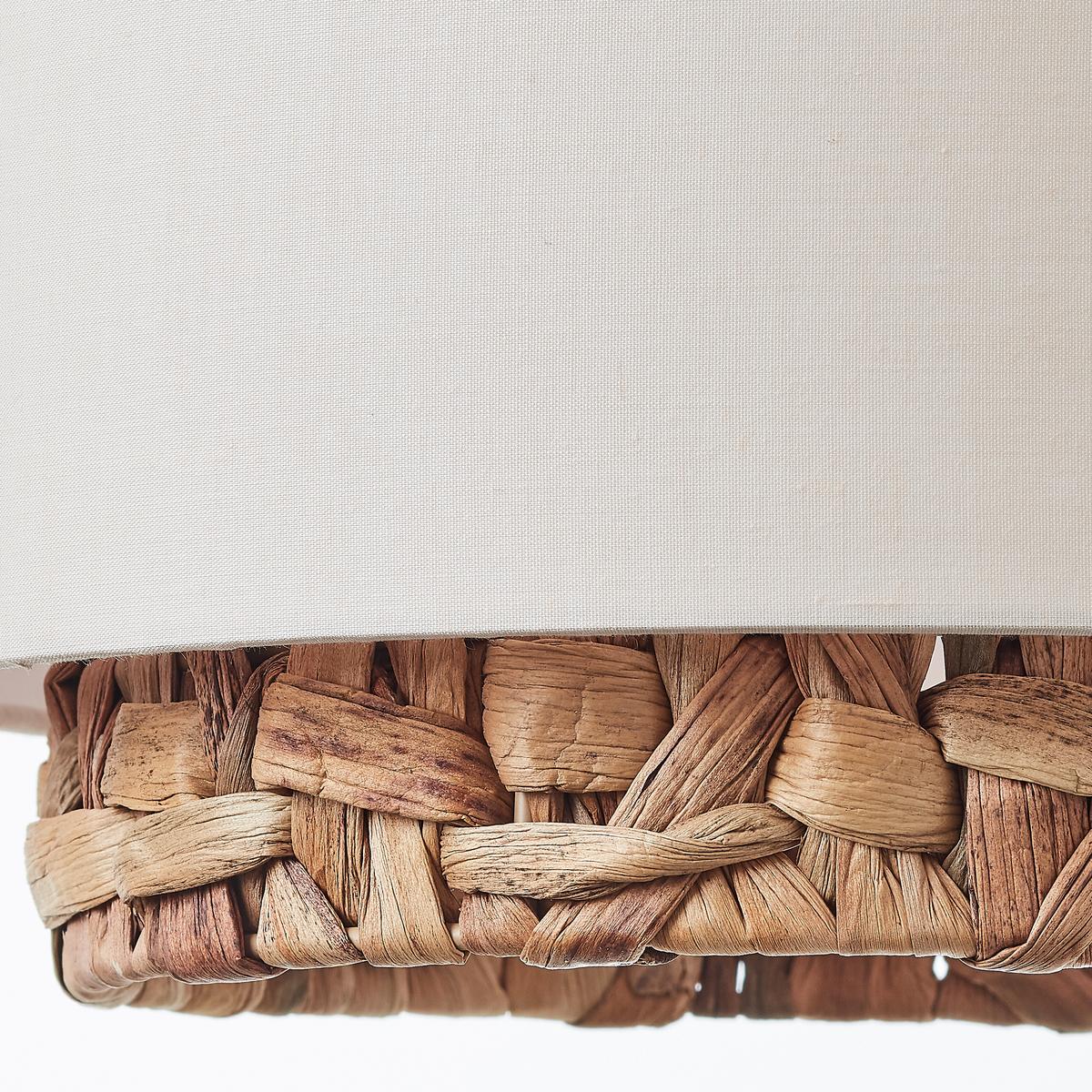 Pendelleuchte 99827/09 Waterlilly - Schwarz/Weiß, Natur, Holz/Textil (120/110/25cm) - Brilliant