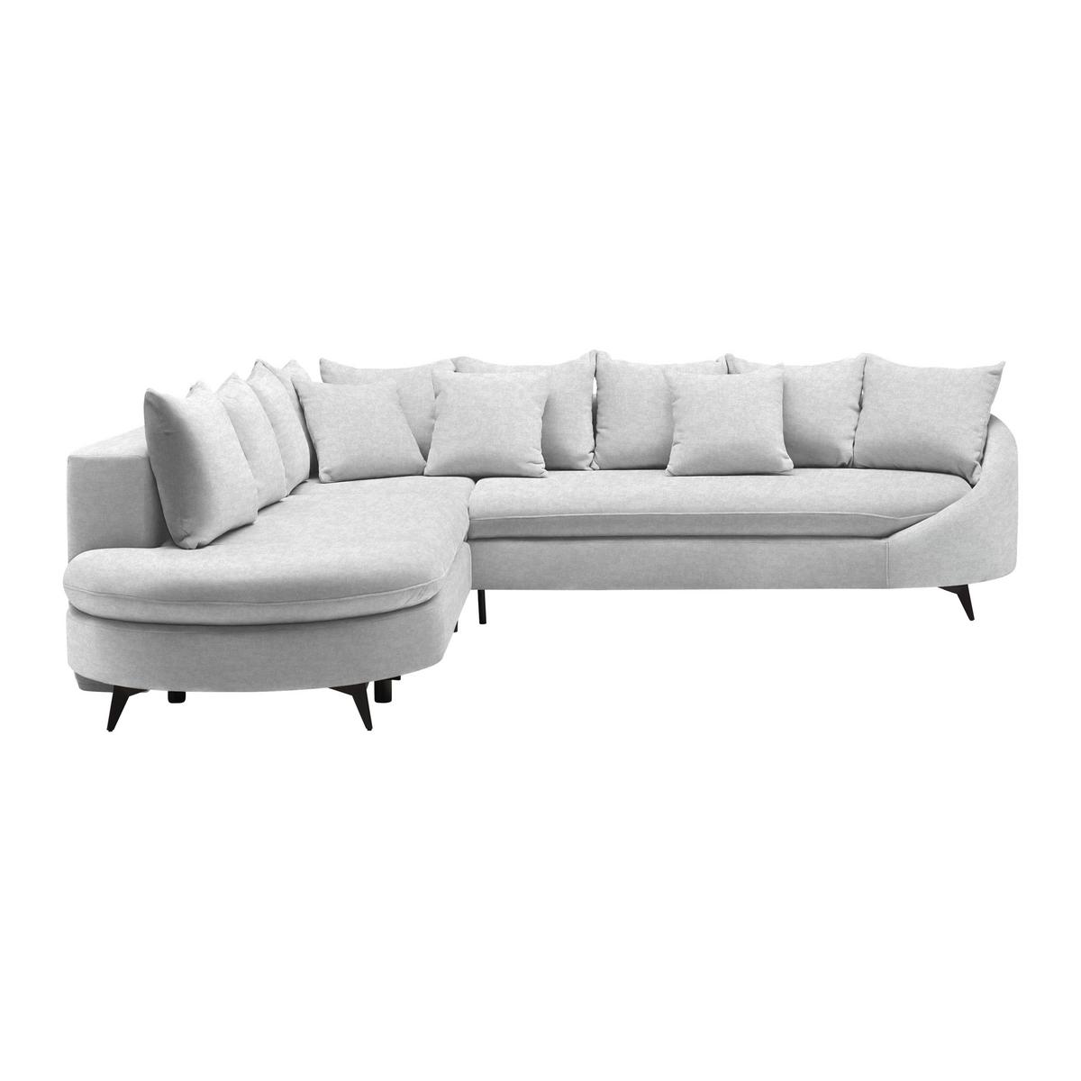 Rohová sedačka AXEL, levá, stříbrná žinylka - barvy stříbra/černá, Moderní, kov/textil (250/291cm) - Mömax