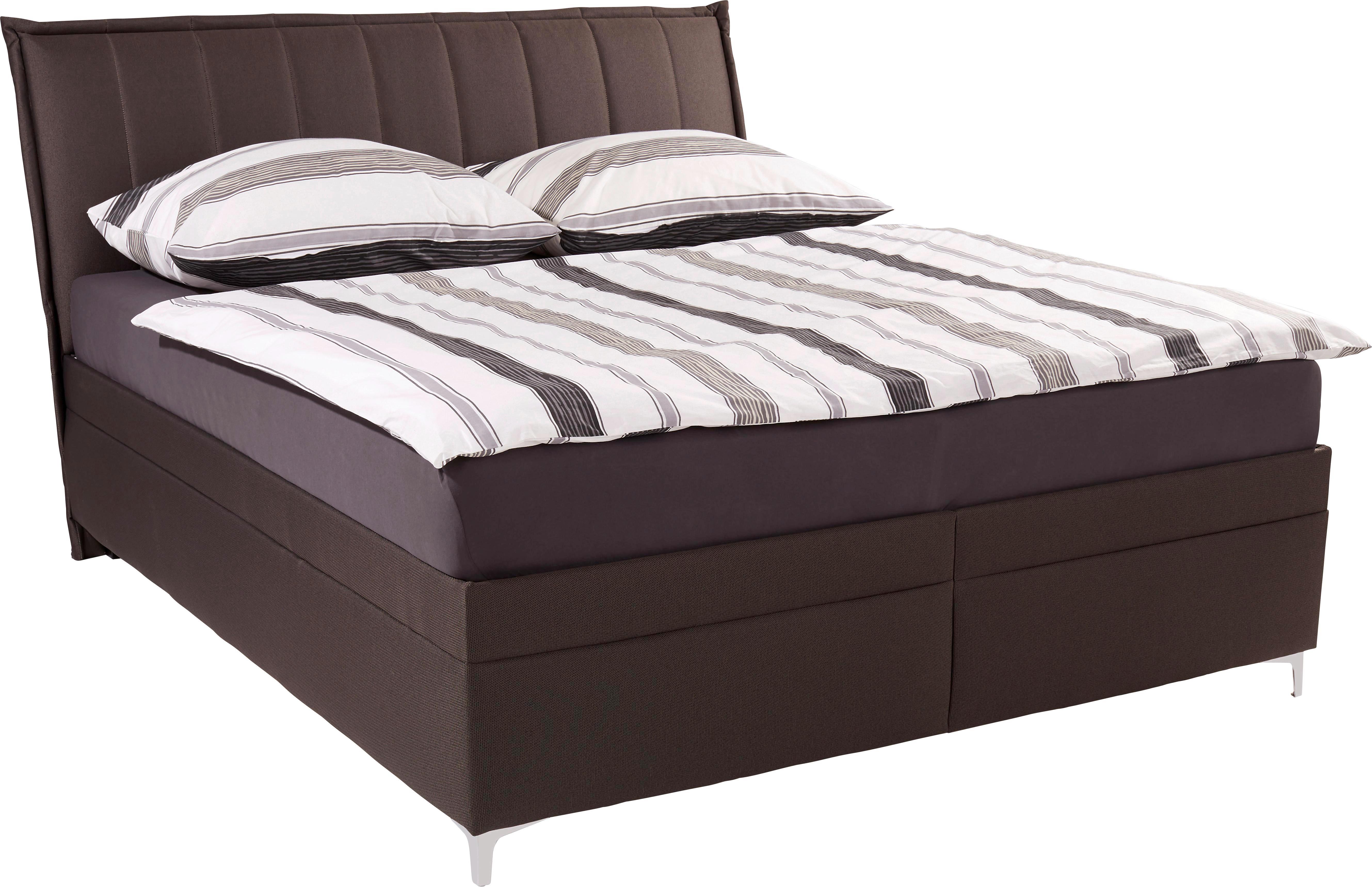 Polsterbett Teramo 180x200 Braun - Chromfarben/Braun, KONVENTIONELL, Holzwerkstoff/Textil (193/122/224cm)