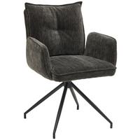 Armlehnstuhl Milena Webstoff Dunkelgrau, B: 58,5cm - Dunkelgrau/Schwarz, KONVENTIONELL, Textil/Metall (58,5/86/66cm) - MID.YOU