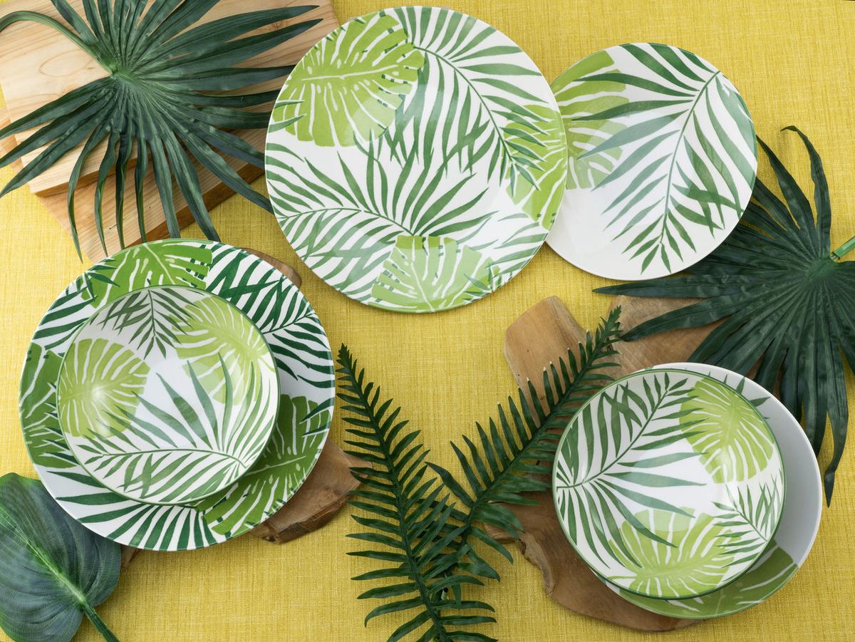 Kombiservice Keramik 4 Personen Geschirr Set Grün - Weiß/Grün, Basics, Keramik - Creatable