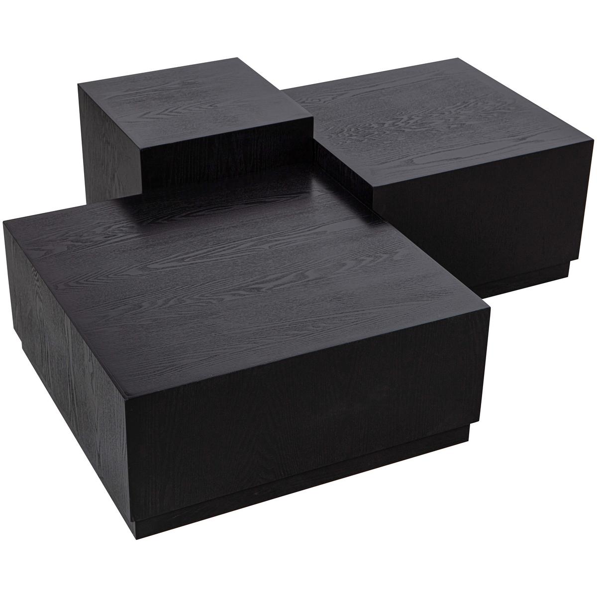 Beistelltischset Pim Schwarz 3-Teilig - Schwarz, Design, Holzwerkstoff - Livetastic