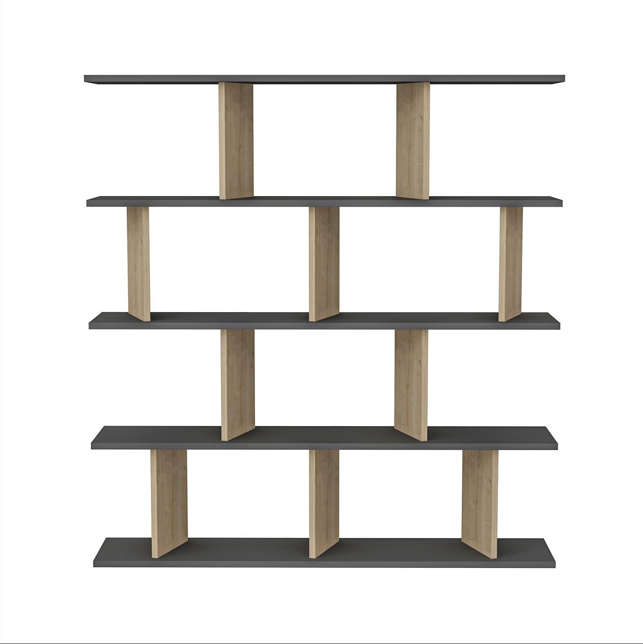 REGÁL JORIN - čierna/farba duba, Design, kompozitné drevo (130/137/25cm) - Livetastic