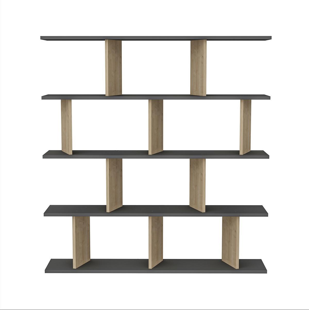 REGÁL JORIN - čierna/farba duba, Design, kompozitné drevo (130/137/25cm) - Livetastic