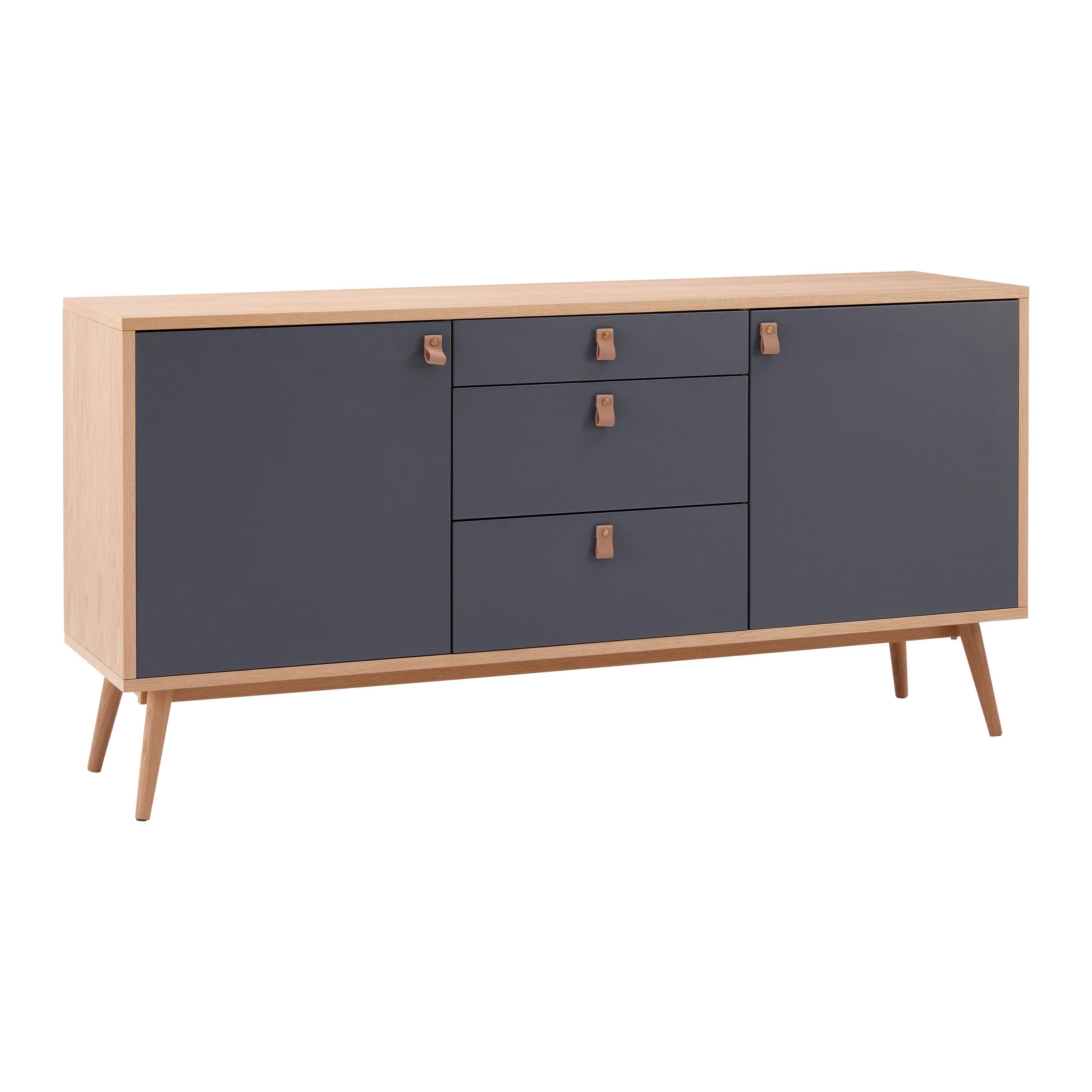 Široká komoda LENA prírodné farby/sivá - svetlohnedá/sivá, Modern, drevo/kompozitné drevo (150/75/40cm) - Bessagi Home