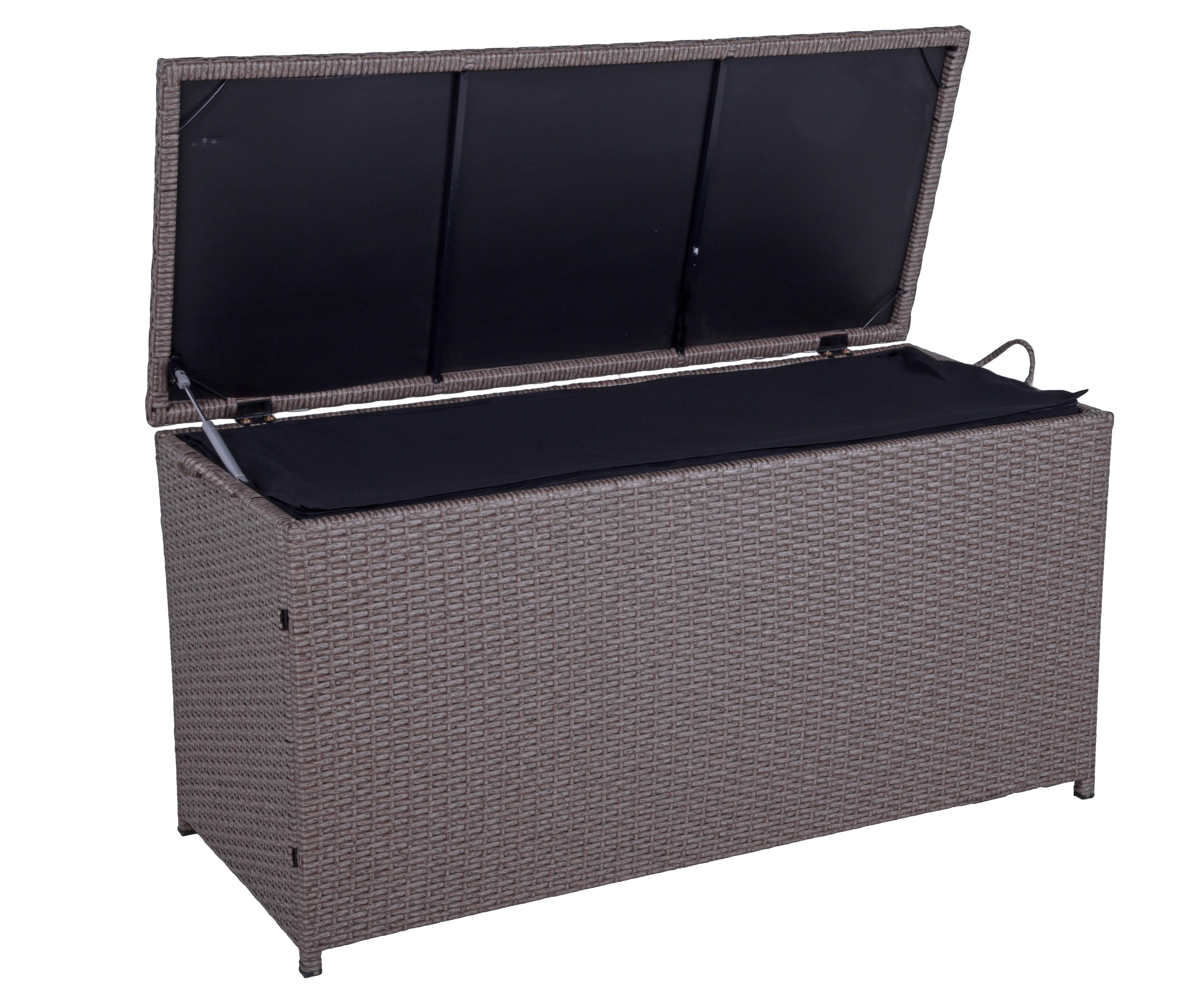 Kissenbox Patras - Schwarz/Braun, Basics, Kunststoff/Metall (50/60/120cm) - Gardenson